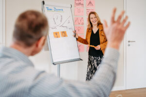 Der Workshopraum im OG eignet sich ideal für Fortbildungen, zum Beispiel für Führungskräfte.