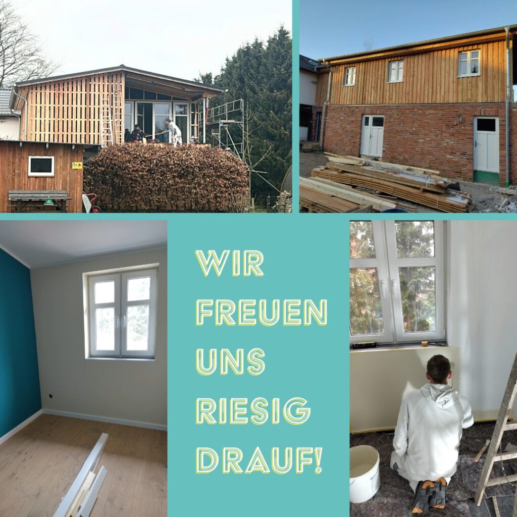 Ansichten der Workshop-Scheuen im Bau von Innen und außen